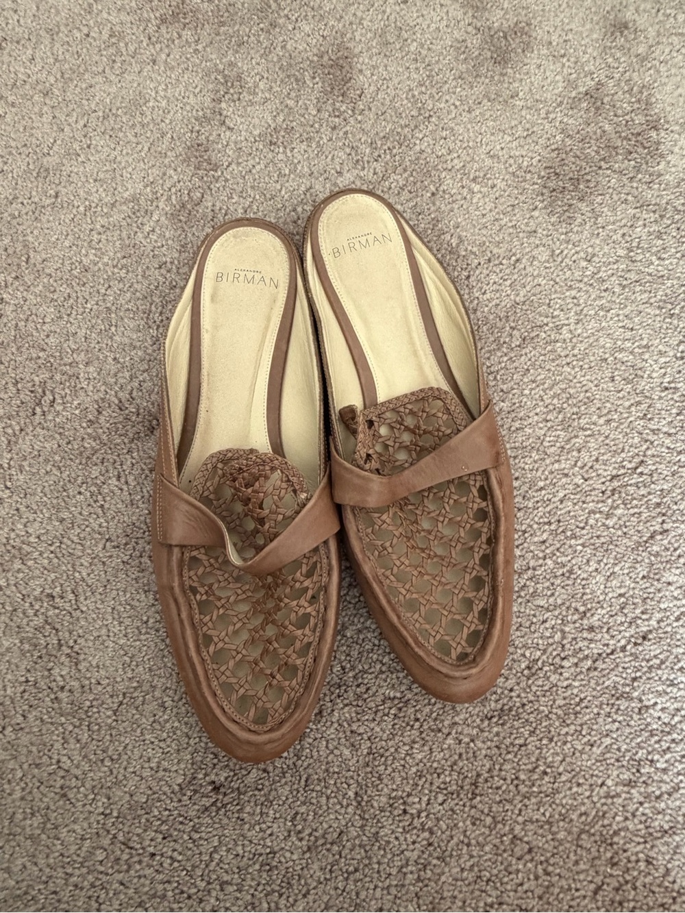 Alexandre Birman Tan Brown Woven Leather Mules